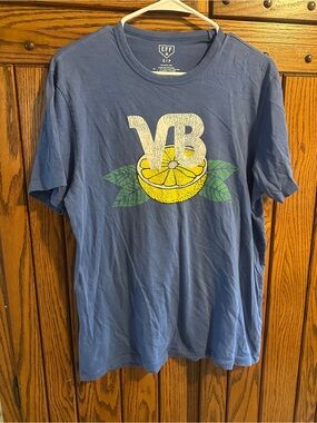 Blue Graphic Tee with Yellow Lemon Print